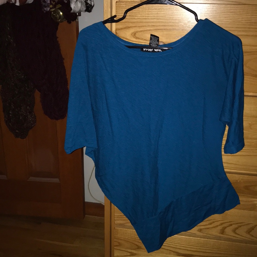 Macy’s high low off the shoulder shirt